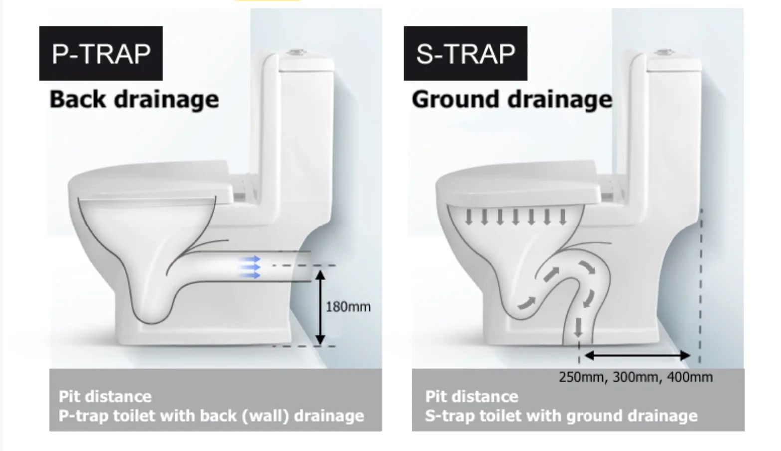 S Trap or P Trap Toilet