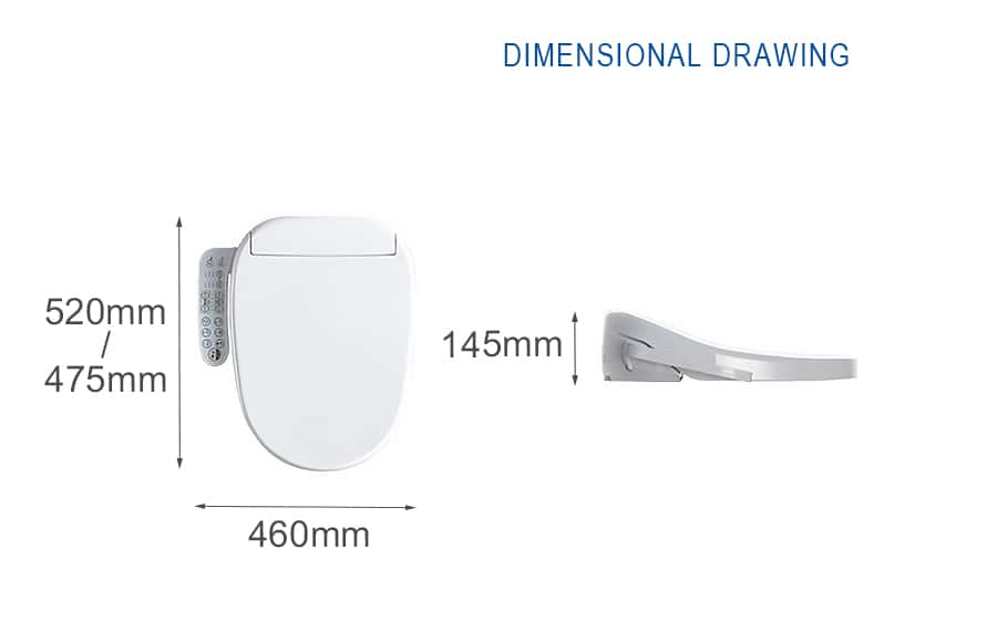 Toilet Bowl J-1002 Dimensions