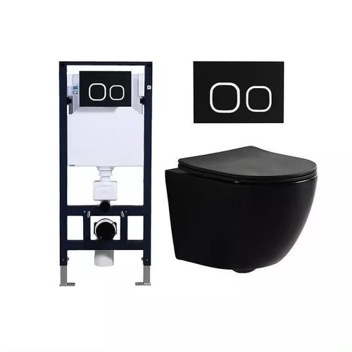 Matt Black Wall Hung Rimless Toilet