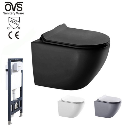 Matt Black Wall Hung Rimless Toilet