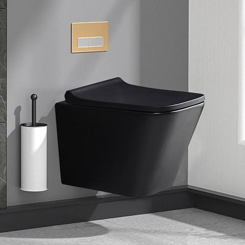 Matt Black Wall Hung Rimless Toilet