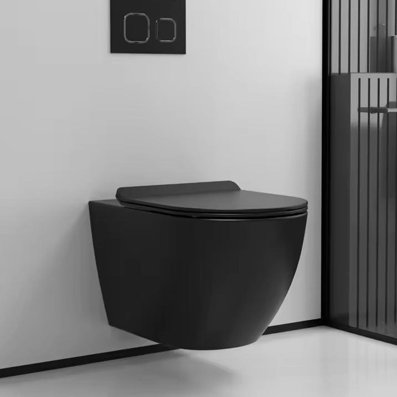 Matt Black Wall Hung Rimless Toilet