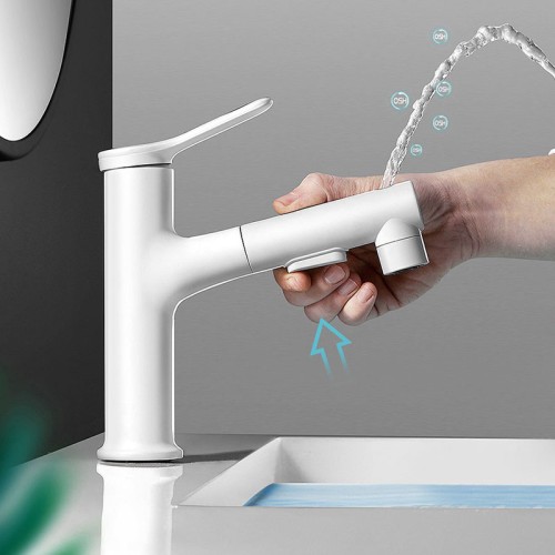 Hot and Cold Pull Down Bathroom Basin Tap