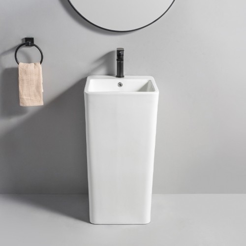 One Piece Square Pedestal Sink