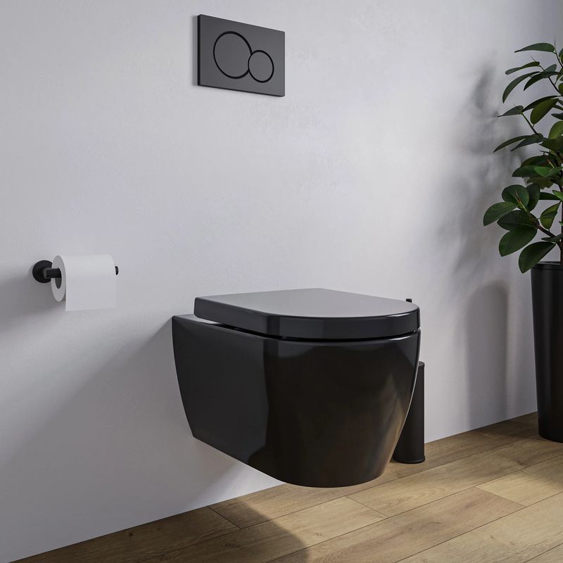 Black Wall-Mounted Toilet