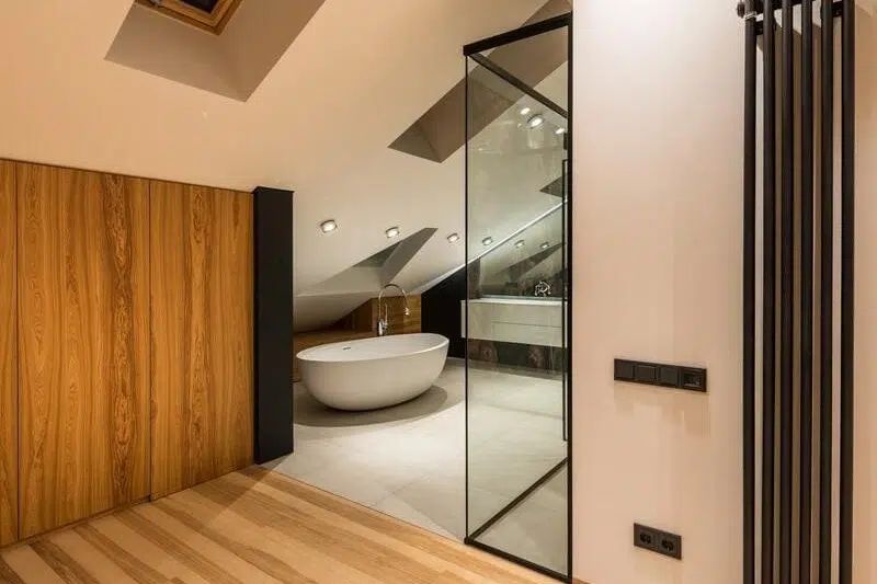 wooden small bathroom